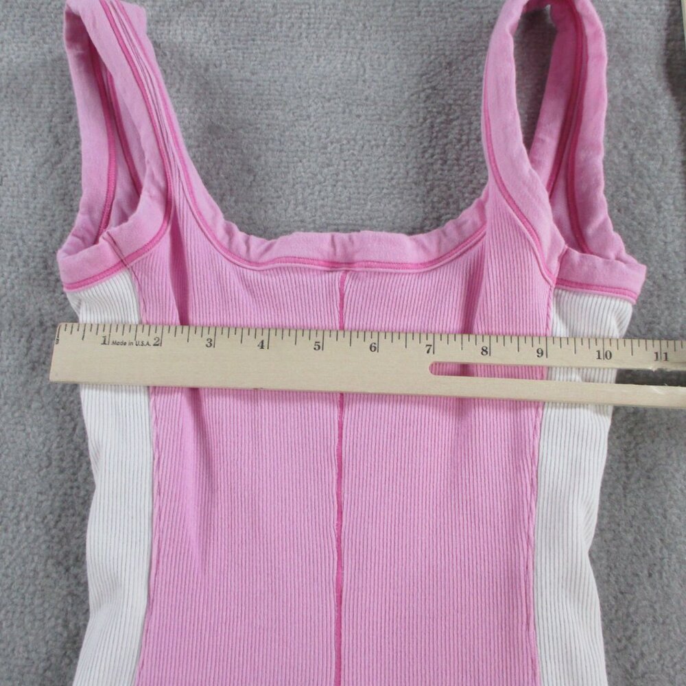 SKIMS Cotton Rib Onesie Womens XS Bubblegum Pink White Romper Bodysuit Ribbed - Picture 5 of 7